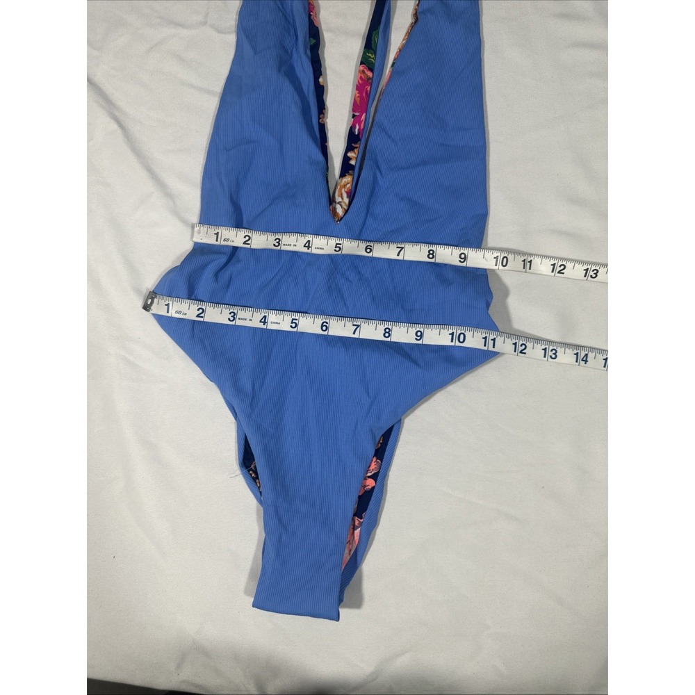 NEW $154 Maaji [ Medium ] Tiky Reversible Cheeky Cut Plunge One Piece Blue T1955 - Picture 6 of 13